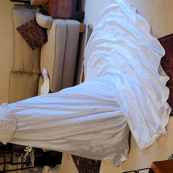 Wedding dress full chapel train 4 pcs beaded applique embroidery strapless - Picture 17 of 17